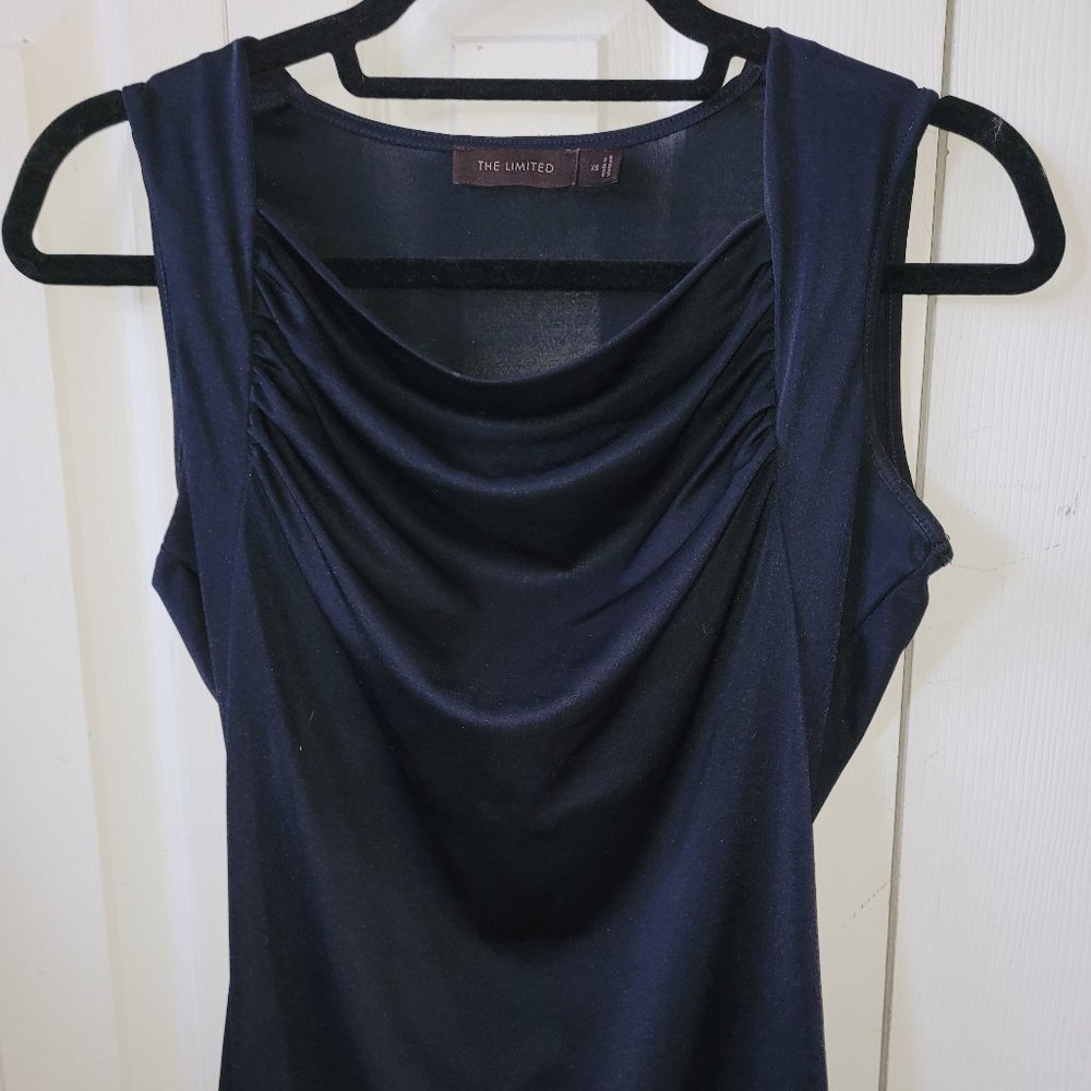 XS Black Drape Neck Sleeveless Shirt